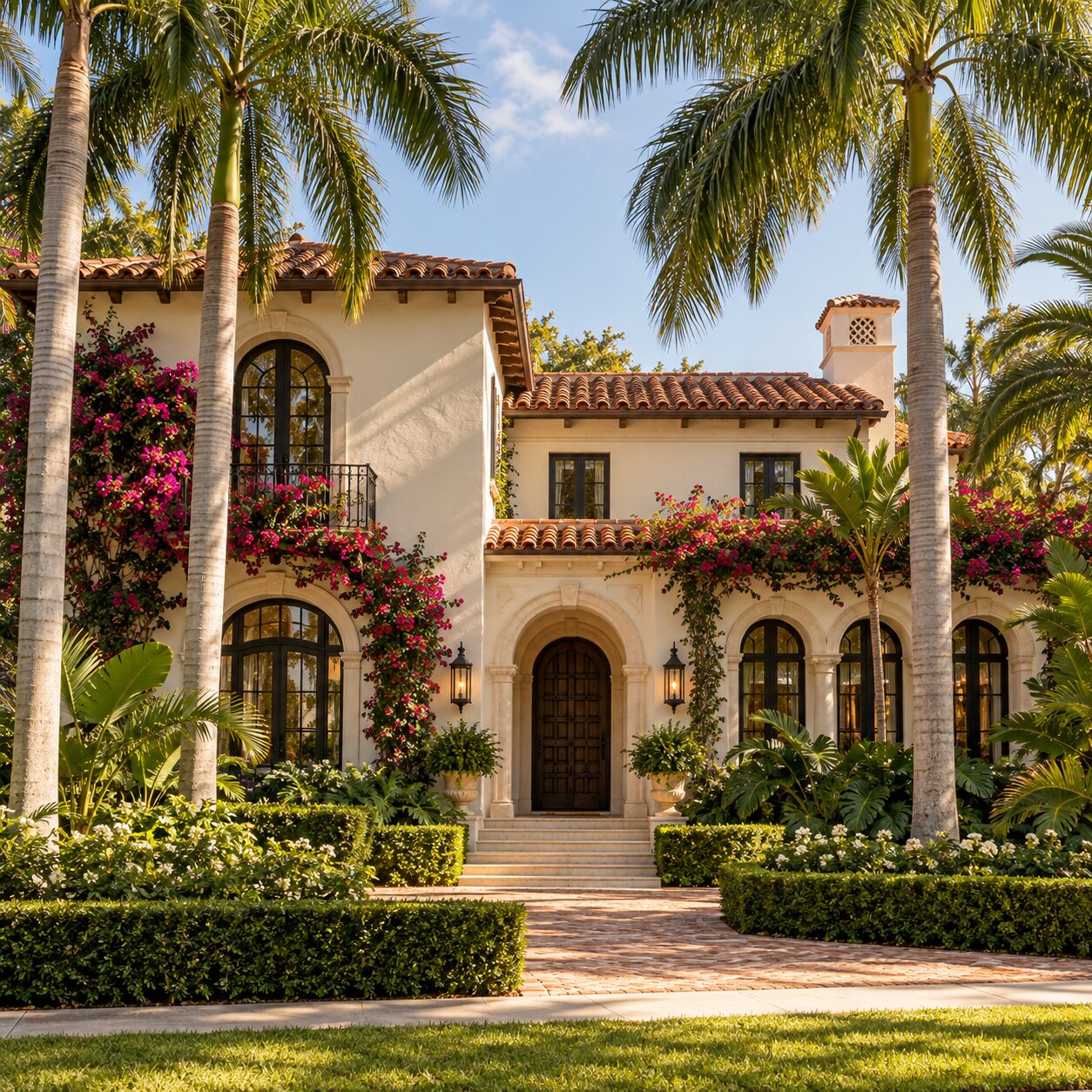 Mediterranean-style home with mature landscaping in Coral Gables